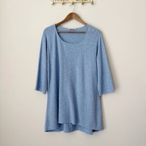 Margaret Winters Textured Tunic Top Large Blue